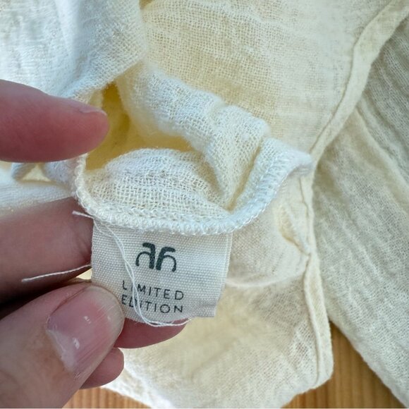 All That Remains Limited Edition Ramie Oversized Cream Button Down Blouse Boho - Picture 10 of 14